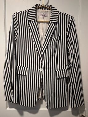 Black & White Vertical Stripe Women’s Blazer Jacket